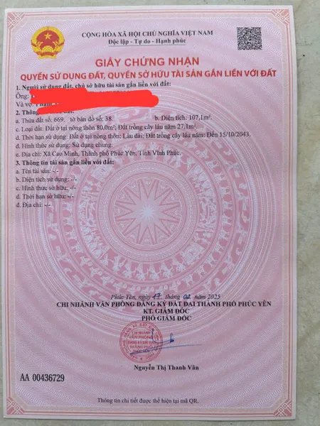 Bán đất 107m² ngang 4.5m giá 1.8 tỷ Phường Xuân Hòa