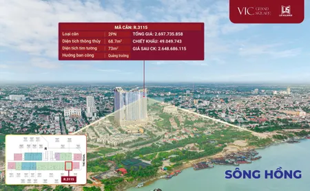 Căn cuối cùng view sông - sát góc đẹp nhất Vic Grand Square - giá cực tốt