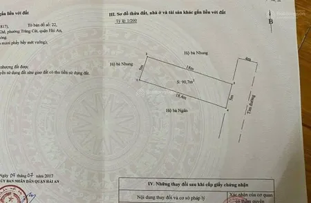 Bán lô đất mặt đường cát linh tràng cát 90.7m2 ngang 5m giá 45tr