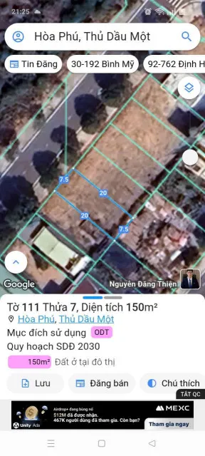 Bán đất 150.9m² ngang 7.5m giá 4 tỷ Phường Bình Dương
