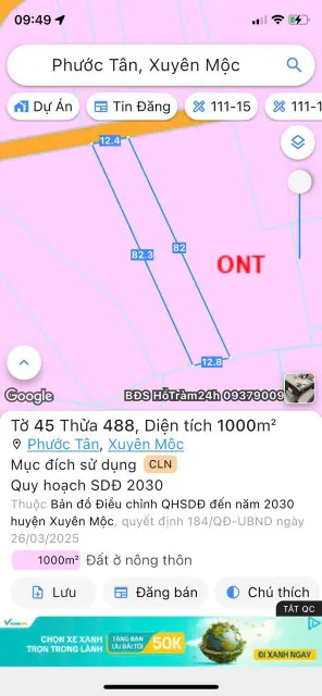 chính chủ cần bán lô đất xã hồ tràm xuyên mộc hồ chí minh