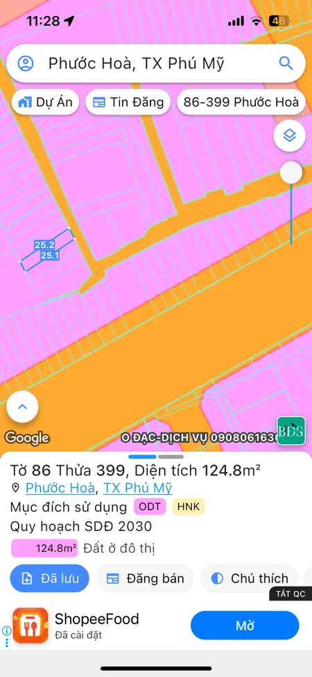Cần bán đất gần khu công nghiệp Phú Mỹ 3