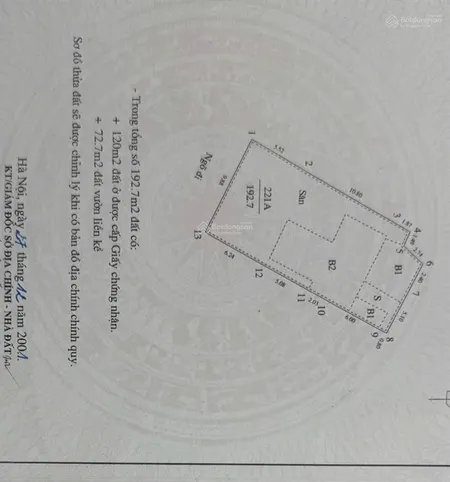 Bán nhà đất thổ cư quận trung tâm hà nội, mặt ngõ 3m, 24 tỷ, 200m2
