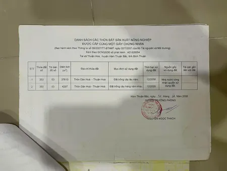 Cần Bán gấp lô đất 4heta2 giá 2.3 tỷ Xã Hàm Thuận Bắc