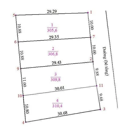 Cần chuyển nhượng 4 sản phẩm phân lô với dt khoảng 310m trong đó có 150tc tai yên bài