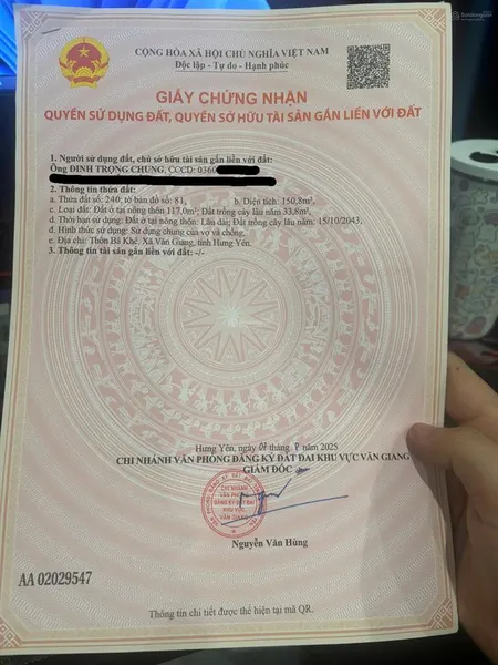 Chính chủ bán lô đất gần đường 379, sát vành đai 4, văn giang, hưng yên, 5,5 tỷ, 150,8 m2 siêu hot