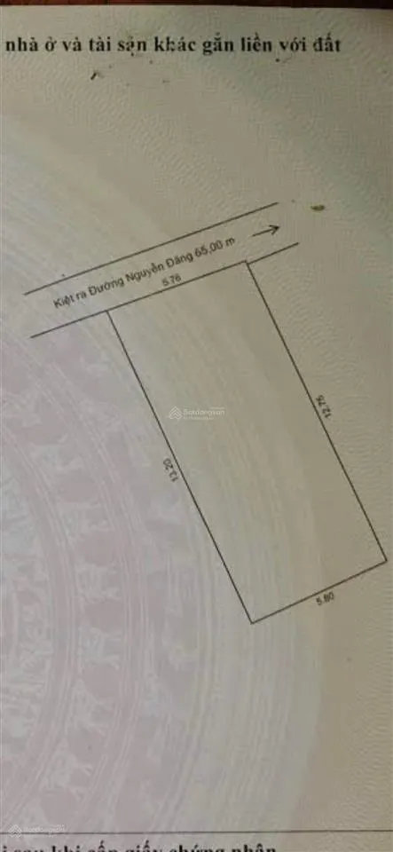 Bán đất tặng nhà kiệt nguyễn đăng 75m2 ngang 5m80 hậu nhẹ giá đầu tư 2ty450.