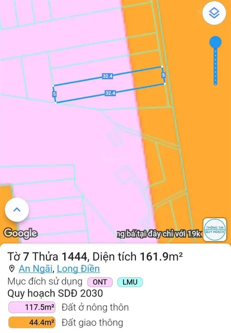 Bán đất đường tl44a an ngãi 5x32m, sổ riêng, có 80m2 đất ở. giá 2 tỷ xx