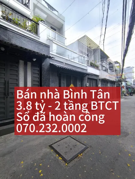 Bán nhà Bình Tân Liên Khu 2-10 - 3.8 tỷ - 2 tầng BTCT - Sổ đẹp đã hoàn công