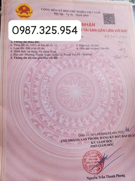Đất giá rẻ chính chủ. shr. 1/tx52 đường 9m. giá 3.1 tỷ