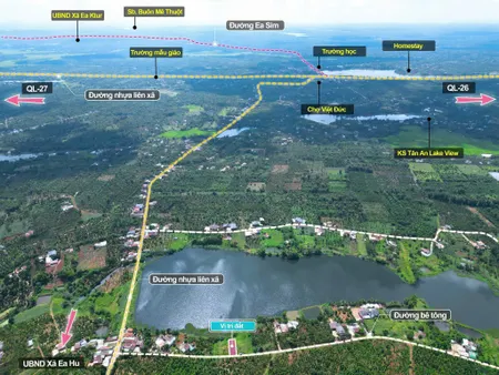 Cưkuin- Đắk Lắk đất giáp hồ tự nhiên lại sẵn thổ cư kdc đông đường bêtông tới đất chỉ 4xxtr