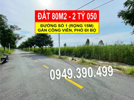 Bán đất 80m² khu Saigon Village - Đường 15m, giá 2 tỷ 050 Xã Cần Giuộc.