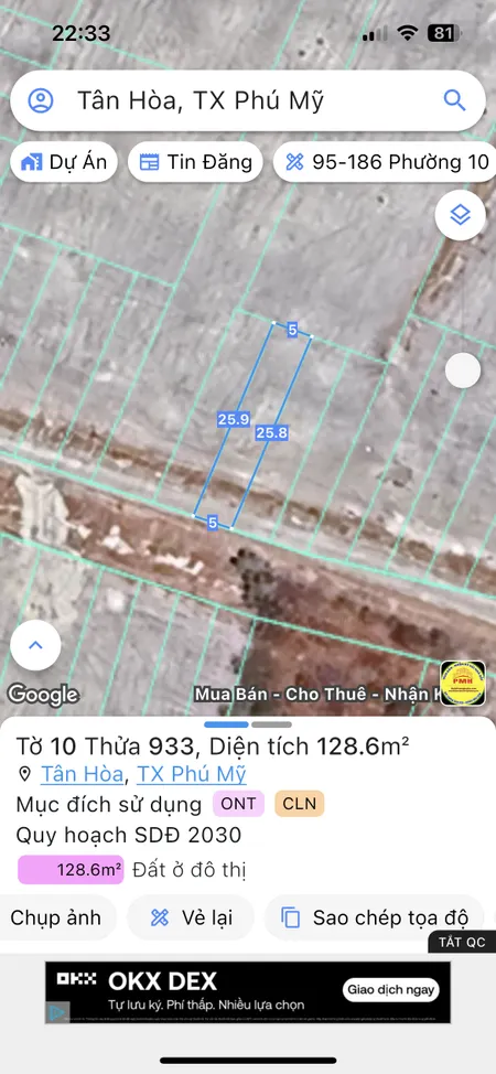 Bán đất 128m² ngang 5m giá 1.41 tỷ Phường Tân Hải
