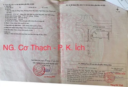 Bán lô góc 2 mặt tiền đường nguyễn cơ thạch phạm khiêm ích, đấu lưng minh mạng, gần biển sơn thủy