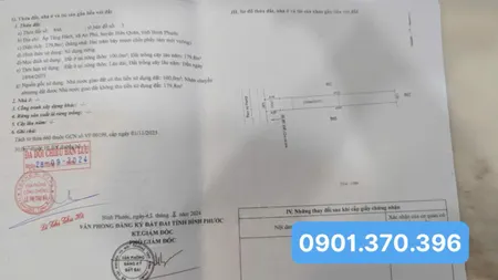 Bán đất 280m² ngang 5m giá 190 triệu Xã Minh Đức Liên hệ chính chủ: 0901.370.396