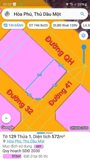 Bán đất 863.9m² ngang 30m giá 25.4 tỷ Phường Bình Dương