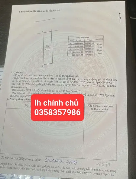 Bán đất 100m² ngang 5m giá 5.6 tỷ Xã Sóc Sơn
