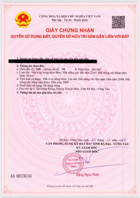 Bán đất 161,5m² ngang 5m giá 2.5 tỷ Xã Xuyên Mộc