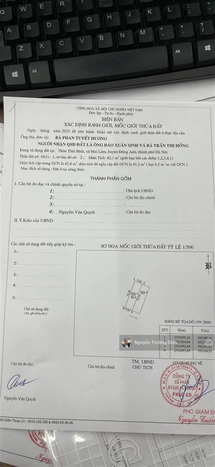 Bán đất tại thái bình, xã mai lâm, đông anh, hà nội, 4,35 tỷ, 42,1 m2 giá siêu hời. sân chung oto