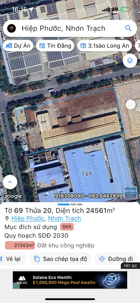 Bán nhà 19512.2m² ngang 98m giá 120 tỷ Xã Nhơn Trạch