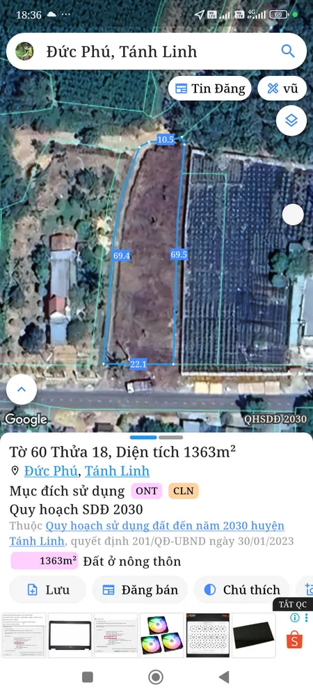 Bán đất 1363m² ngang 22m giá 3.45 tỷ Xã Nghị Đức