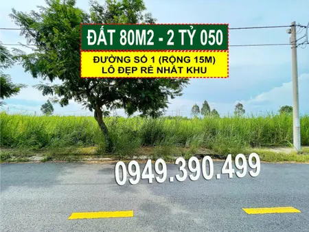 Bán đất 80m² khu Saigon Village, đường số 1, giá 2.05 tỷ