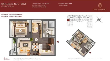 Nhân tuần lễ tri ân khách hàng tặng ngay 2 chỉ vàng khi mua căn hộ 2 pn tại rose residence