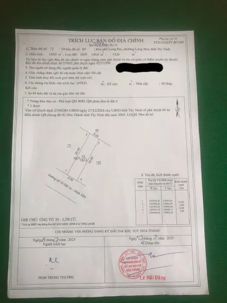 Bán đất 150m² ngang 6m giá 970 triệu Phường Long Hoa
