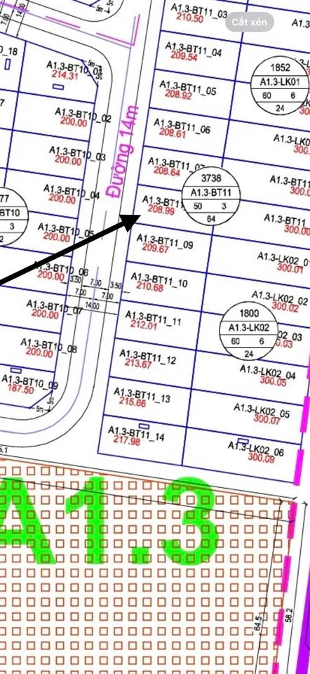 Chính chủ bán lô biệt thự 208m2 khu a thanh ha cienco 5 giá rẻ