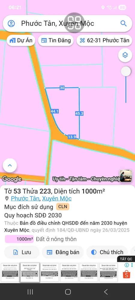 Bán đất 1000.4m² giá 2.1 tỷ Xã Hồ Tràm