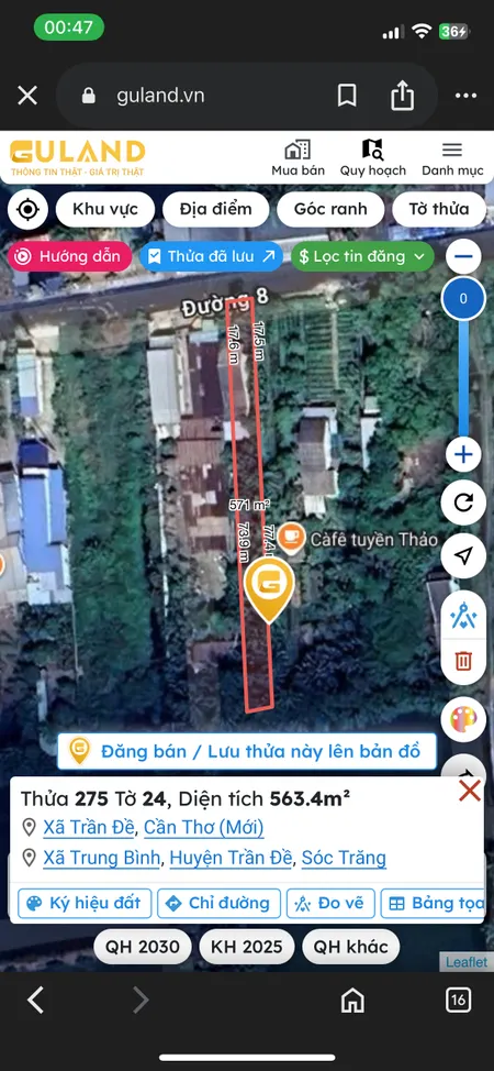 Đất Sổ Hồng 420m2 chính chủ Đường Tl 934, Trần Đề Tp Cẩn Thơ