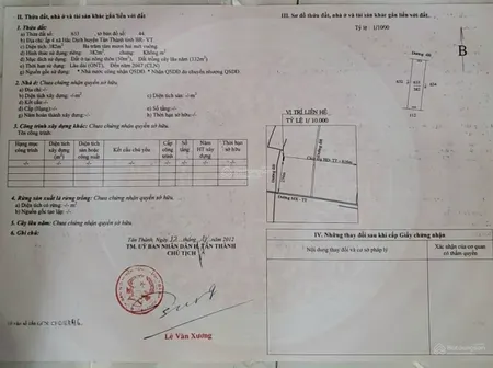 Bán đất 382m² ngang 10m giá 2.6 tỷ Phường Tân Thành