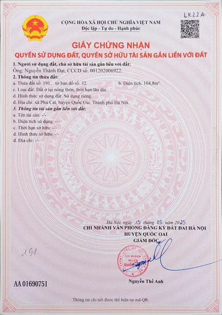Đất nền Láng Hòa Lạc giá 2.5 tỷ diện tích 100m2 gần khu đô thị VinGroup – Nguyễn Hùng BĐS - 0989333012