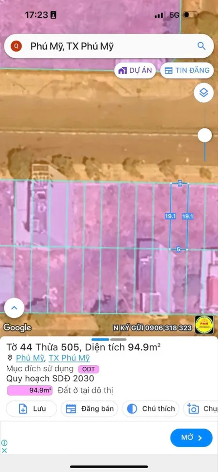 Bán đất 95m² ngang 5m giá 5.25 tỷ Phường Phú Mỹ