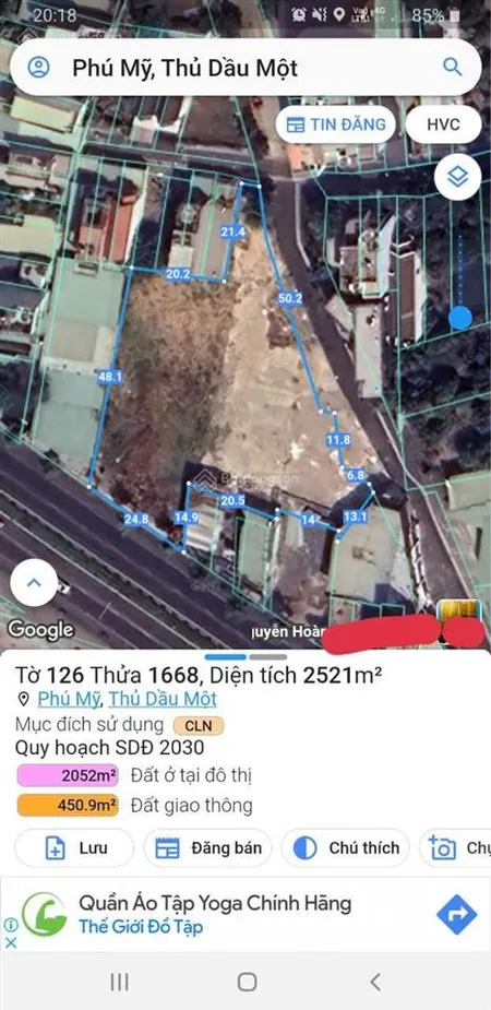 Cần bán lô đất 2 mặt tiền mptv trung tâm thủ dầu một.