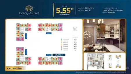 Bán căn hộ 2 phòng ngủ victoria village trung tâm quận 2, giá tốt, tiện ích đầy đủ