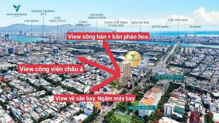 Căn hộ hạng sang vista residence, ven bờ sông hàn, view trực diện pháo hoachỉ 54tr/m2sắp bàn giao