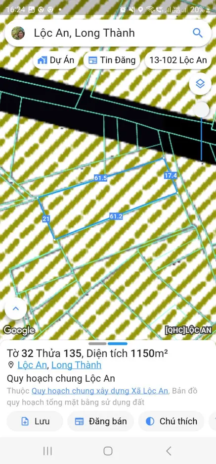Bán đất 1150m² ngang 17,4m giá 5.5 tỷ Xã Long Thành