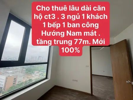 Cho thuê căn chung cư CT3X2 Trần Hòa, 80m2 x 3 ngủ, 2 wc.9 triệu
