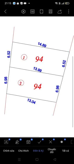 Bán đất 94m² ngang 6.98m giá 2.42 tỷ Xã Nội Bài