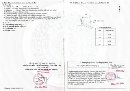 Bán đất 355.9m² ngang 24m giá 720 triệu Xã Ea Nuôl