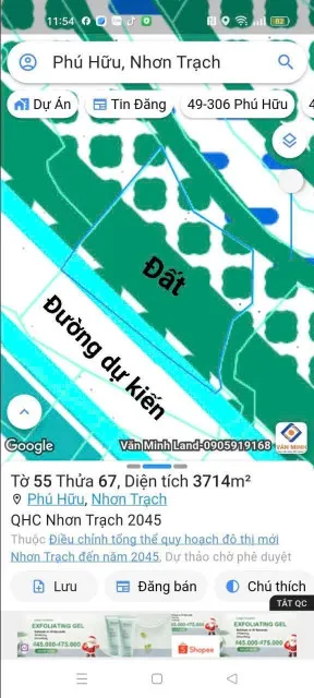 Bán đất 3714m² ngang 63m giá 6.3 tỷ Xã Đại Phước