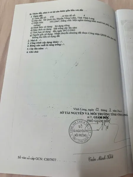 ĐẤT ĐẸP - GIÁ TỐT - Bán Đất Mặt Tiền Đường Tỉnh 901- Quới An - Vũng Liêm, Vĩnh Long