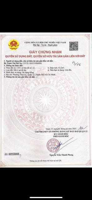 ĐẤT ĐẸP (4X16)  MẶT TIỀN THỚI AN 17A – Q12 – CHỈ 4,3 TỶ