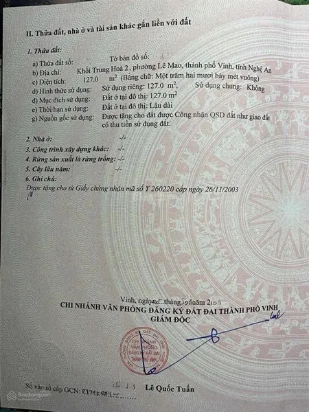Bán đất sẵn nhà cấp 4 ngư hải tp vinh