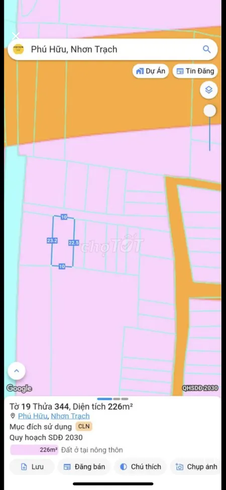 Bán đất 227m² ngang 10m giá 3.16 tỷ Xã Đại Phước