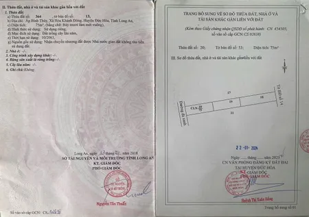 Bán đất 75m² ngang 5m giá 800 triệu Xã Hòa Khánh