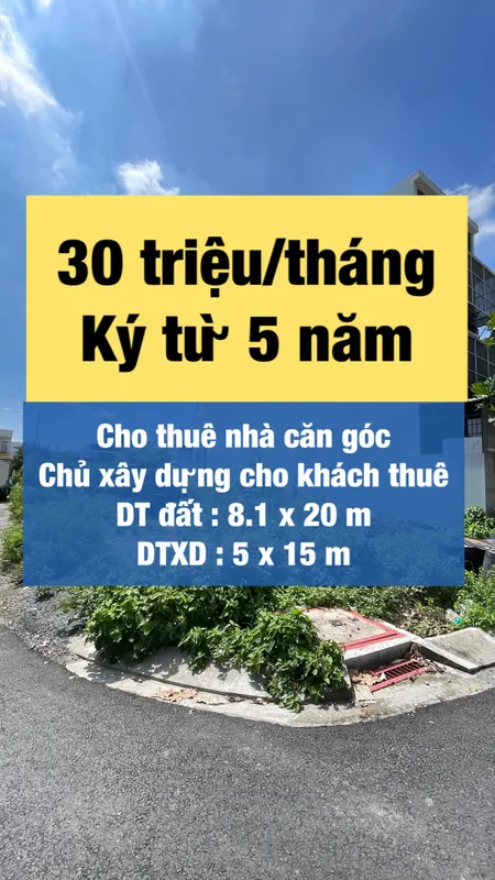 Cho thuê căn góc , chủ bao xây dựng Huỳnh Bá Chánh