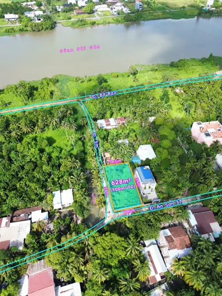 Lô đất View Rạch 2 mặt tiền đường ở An Sơn 37, Sát Sông Sài Gòn, Cách Vành Đai 3 500m