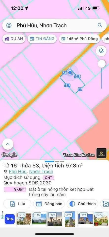 Bán đất 97.8m² ngang 7.5m giá 1.58 tỷ Xã Đại Phước